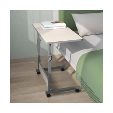Imagem de LICONG-2020 Mesa para computador móvel, mesa de cabeceira elevada, sofá, mesa de computador, polia móvel, mesa de aprendizagem, mesa de quarto simples com rodas, mesa de computador móvel sobre rodas