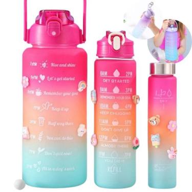 Imagem de Kit 3 Garrafas de Água Squeeze 2 Litros Hidratação Academia - Galter, 