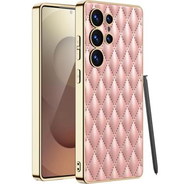 Imagem de Miimall Capa robusta para Samsung S25 Ultra para mulheres e meninas, couro PU [proteção elevada para câmera] Capa de carregamento sem fio S25 Ultra, rosa