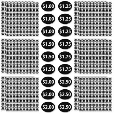 Imagem de HINZIC 1560 etiquetas de preços para máquinas de venda automática, 12 folhas pretas $1,00 $1,25 $1,50 $1,75 $2,00 $2,00 $2,50 Snack Soda Bebidas Adesivos para Lojas Comerciais