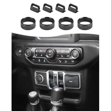 Imagem de Hoolcar Tampa do botão do interruptor de janela Volume Rádio Ar Condicionado Tampa do Botão do Interruptor de Farol Compatível com Jeep Wrangler JL JLU 2018-2025 & Gladiator JT Acessórios, Preto