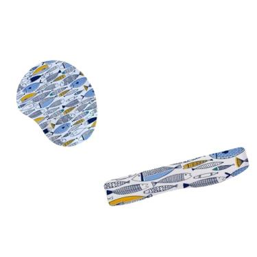 Imagem de Kit Mouse Pad E Apoio Teclado Ergonômico Peixe Brilhante No Mar