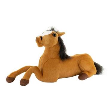 Imagem de Cavalo Realista Marrom Claro Deitado 73cm  Pelúcia - Foffy