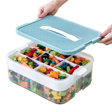 Imagem de Organizador de brinquedos caixa de armazenamento de plástico para Lego bloco de construção empilhável caixa de organização de sala de jogos para Lego, jogos de tabuleiro, suprimentos de artesanato