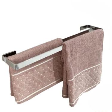 Imagem de Porta Toalha De Banho Duplo Cromado Quadrado Banheiro Mais Grosso 20mm