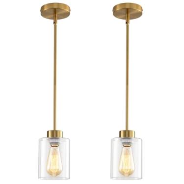 Imagem de CAFULAM Luminária Pendente Moderna De Fazenda Preta Com Cúpula De Vidro, Iluminação Pendente Industrial, Luminárias Suspensas Ajustáveis, Iluminação Pendente De Fazenda