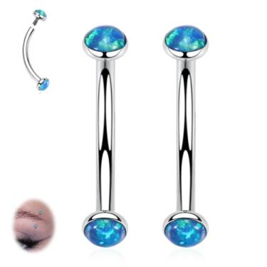 Imagem de PEAKLINK 2 peças anéis de sobrancelha G23 titânio piercing de sobrancelha halteres curvos joias de sobrancelha 16G 14G anel de umbigo opala barras de sobrancelha anéis de umbigo anel de língua Rook Daith brincos anel de lábio 6-12 mm, Metal, outro