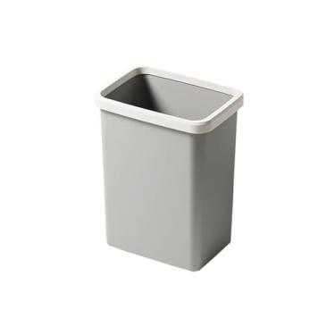 Imagem de Lixeira Lixeira quadrada de plástico, adequada para sala de estar, quarto, banheiro, lixeira com anel de pressão, branca/cinza/rosa/bege Lixeira(Gray)