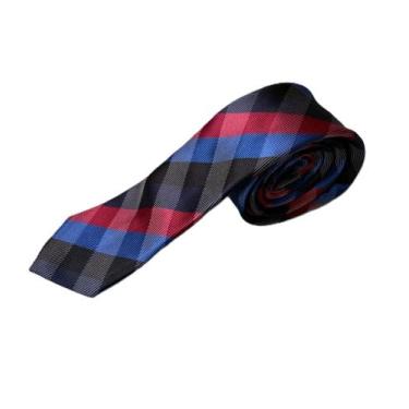 Imagem de Gravata Social Slim Xadrez Varias Cores - Yunity, Vermelho, Azul, Pret