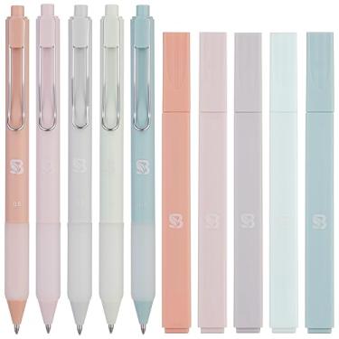 Imagem de BLIEVE - Marcadores estéticos e canetas de gel com tinta macia e ponta, não escorregue rápido e fácil de segurar, para cadernos bíblicos, planejador, anotações, material escolar de escritório, pacote com 10 (pastel)