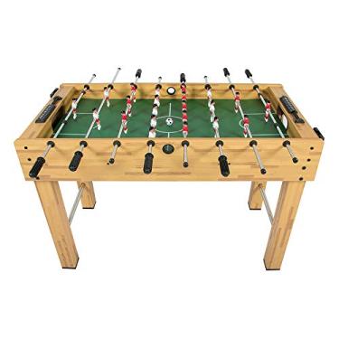 Imagem de Tamanho padrão de competição 122 cm suporte de copo de mesa de jogo de futebol de pebolim 2 bolas composto de madeira e aço cromado 122 cm (C) x 61 cm (L) x 83,8 cm (A) do conjunto