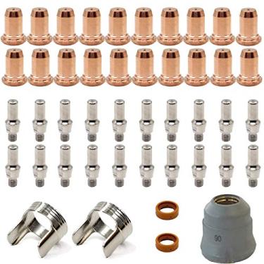 Imagem de AIC WELD 45 peças IPT-60 PT-60 IPT-40 PT40 ponta de tocha de corte de plasma tampa de proteção de eletrodo com suporte