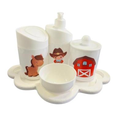 Imagem de Kit Higiene Baby Cowboy Menino c/bandeja em MDF - Dóia Kids, Nuvem Bra