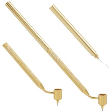 Imagem de GORGECRAFT Caneta de pintura fina de alumínio para escritor fluido, caneta aplicadora de tinta com pontas de vapor de 0,3 mm, caneta de tinta de retoque inclinada de precisão para carros, reparo de