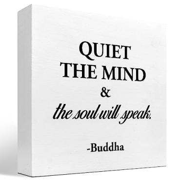 Imagem de z-crange Placa "Acalme A Mente E Alma Falarão", De Bloco Madeira Inspiradora, Decoração Mesa Para Sala Yoga, Espaço Meditação, Prateleira