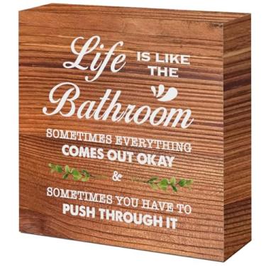 Imagem de Ruvoty Placa De Madeira Marrom Estilo Country, Decoração Mesa, Caixa Engraçada Para Banheiro Fazenda, Prateleira E Vaso Sanitário