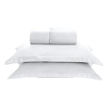 Imagem de Kit Jogo Lençol Elástico 300 Fios Casal Queen 3 Peças Branco - Enxoval