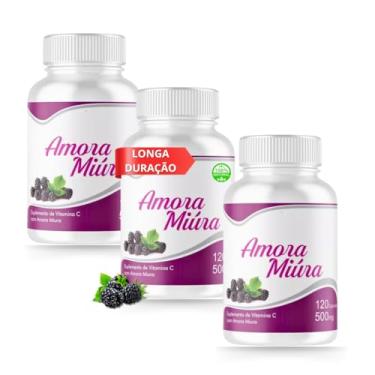Imagem de Kit 3 Potes Amora Miúra 100% Natural 500mg 120 Cápsulas (LONGA DURAÇÃO)