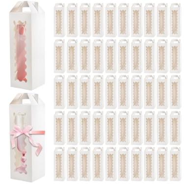 Imagem de Tlence Pacote com 50 caixas de presente para sublimação, caixas transparentes de embalagem, caixa de exposição de vidro com alça, caixas vazias de prensa térmica para potes de garrafa de vinho de 590