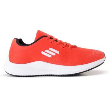 Imagem de Tênis Feminino O2x Academia Caminhada Leve Confortável, Vermelho, Bran