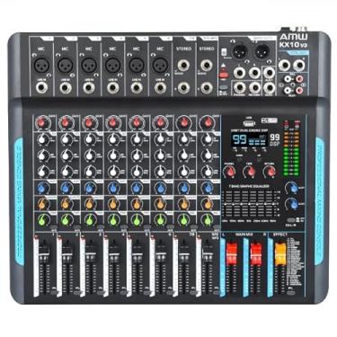 Imagem de AMW KX10 Mesa de Som, 10 Canais, 99 Efeitos DSP, Interface de Áudio USB 2x2, Equalizador de 7 Bandas, Phantom Power 48V