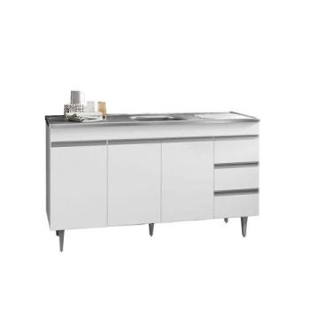 Imagem de Balcão Gabinete Branco Andréia 150mt Para Pia Sem Tampo AJL