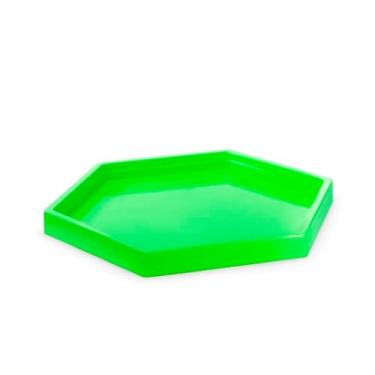 Imagem de Bandeja Sextavada Decorativa 22cm Acrílico Festas Decoração 1 Unidade (VERDE NEON)
