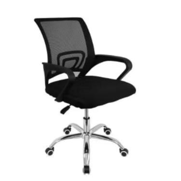 Imagem de Cadeira de Escritório Giratória, Estofado em Mesh, Base Cromada, Encosto Ergonômico, Preta