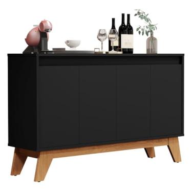 Imagem de Buffet varanda 4 portas sala de estar aparador prateleiras(Preto)