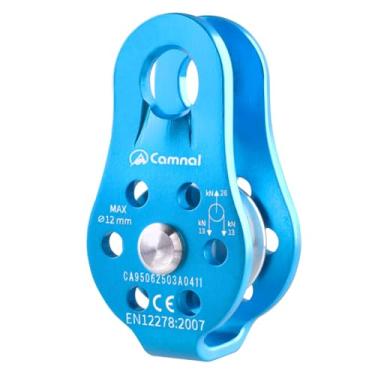 Imagem de Azarxis Polia de escalada 26kN placa fixa liga de alumínio polia pequena micro para resgate escalada transporte tirolesa Rigging Rapel resistente (azul - 26 kN)