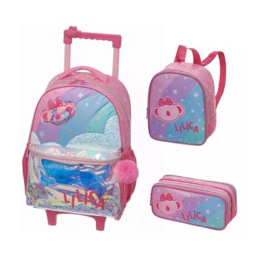 Imagem de Kit Mochila De Rodinhas + Lancheira + Estojo Lilica Ripilica Super Star Pacific