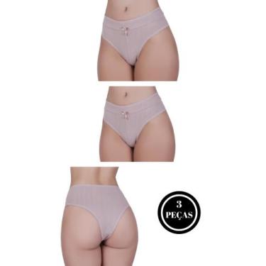 Imagem de Kit 3 Calcinha de Algodão Modeladora Pós Parto Tanga Cós Alto Duplo - 