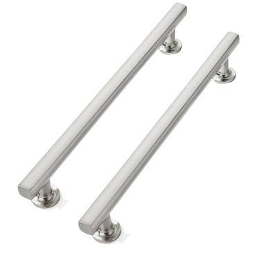 Imagem de CABDM 152 mm (6 pol.) Pacote com 2 alças de liga de zinco e níquel acetinado, puxador simples moderno para armário, alça de guarda-roupa, penteadeira, puxador para móveis