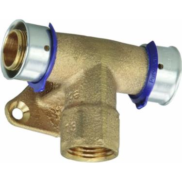 Imagem de Viega 84738 PureFlow Bronze PEX Press Branch Fire Sprinkler Tee com fêmea de 2,5 cm por 1,2 cm x 1,2 cm x pressionar x fêmea NPT