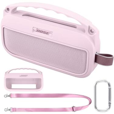 Imagem de co2CREA Capa de silicone macio de substituição para alto-falante portátil Bose SoundLink Flex 2ª geração Bluetooth (capa de silicone, capa rosa)