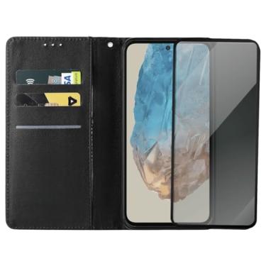Imagem de Capa Carteira Flip Cover com Película de Privacidade Anti-Espião para Samsung Galaxy M35, Preta