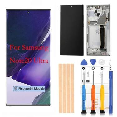 Imagem de Amoled LCD para Samsung Galaxy Note 20Ultra 5G Tela digitalizadora LCD Touch Assembly Substituição SM-N985 N985A N985F N985P N985R4 T U v da Qvouaw (prata com moldura)