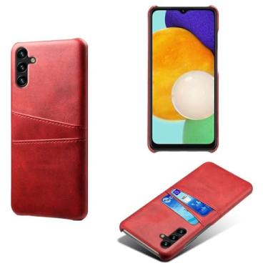 Imagem de Capa compatível com Samsung Galaxy A13 4G, capa de couro PU - Capa de telefone fina à prova de choque com 2 compartimentos para cartão, proteção anti-impressão digital e antiqueda, plástico de couro