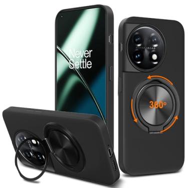 Imagem de Nijiadi Capa de telefone compatível com OnePlus 11 5G, suporte de anel giratório de 360° com suporte/suporte de silicone TPU Silm Fit capa protetora à prova de choque para OnePlus 1+ 11 5G 6,7