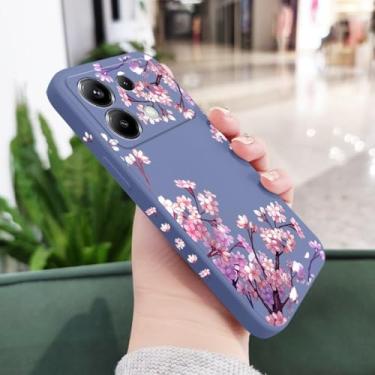 Imagem de Capa de silicone com estampa de flores caindo para Xiaomi Poco X6 F6 M6 M5 M5S F5 X5 F4 X4 M4 F3 M3 X3 Pro 4G 5G GT, azul claro, para Poco M6 5G