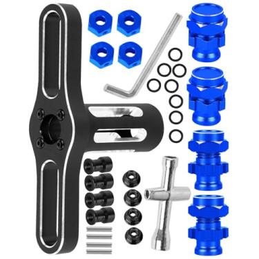 Imagem de RCYouHott RC Upgrades Part Aluminum 17mm/12mm Hex/Porcas/Chave de roda para 1/10 Slash/Rustler/Stampede/Jato/Hoss 4X4 4WD VXL, adaptadores hexagonais Hops Up, azul marinho (#9069#9086)