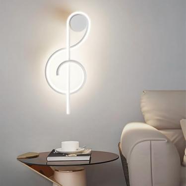Imagem de GZZBMY Iluminação de parede interna LED moderna acrílico espiral metal lâmpadas de parede em forma de nota musical arandelas de parede de alumínio para quarto, corredor, sala de estar, decoração
