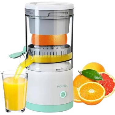 Imagem de Espremedor de frutas cítricas elétrico, máquina de suco recarregável com cabo USB e escova de limpeza, botão de toque, espremedor automático de laranja limão e toranja, espremedor portátil fácil de