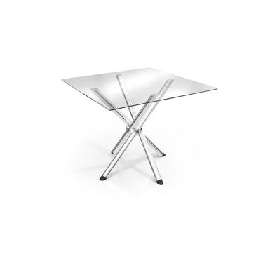 Imagem de Mesa Volga Cromada Com Tampo De Vidro Incolor 90cm