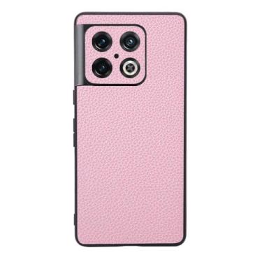 Imagem de Capas Compatível com Oneplus 10 PRO,Design de grão levantado de superfície,Proteção contra queda,Anti impressão digital,Anti arranhões,Aparência de couro de imitação de plástico macio-Pink