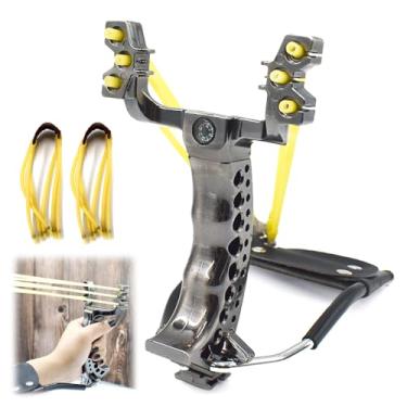 Imagem de Runzkzy estilingue, estilingue de pulso com 2 faixas de estilingue, estilingue profissional para caça, estilingue dobrável para adultos, estilingue de catapulta para prática de tiro (pacote 2)