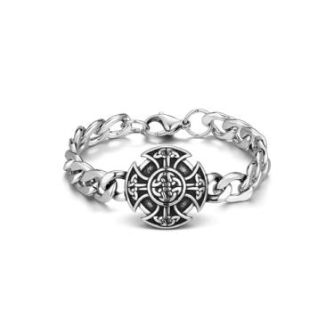 Imagem de Personalized Master Pulseira masculina viking runas nórdicas pulseira corrente de aço inoxidável para presente masculino, One Size, Aço inoxidável, Sem Pedra Preciosa