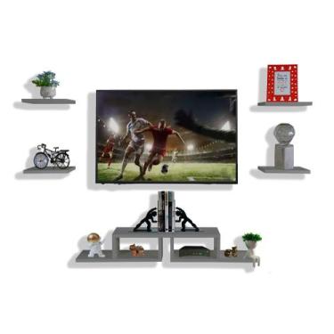 Imagem de Rack Suspenso Tv Com 4 Nichos Organizador Livros  Mod. Twins - Safira,