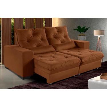 Imagem de Sofá Retrátil e Reclinável 2,90m Suede Isis Marrom Castor - Sofá Casa,
