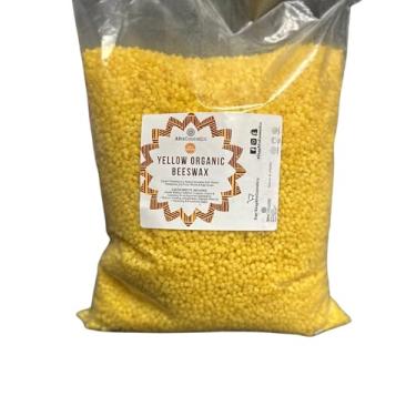 Imagem de Pelotas amarelas de cera de abelha 4,5 kg a granel para velas, protetor labial, suprimentos para fabricação de sabão, grau cosmético